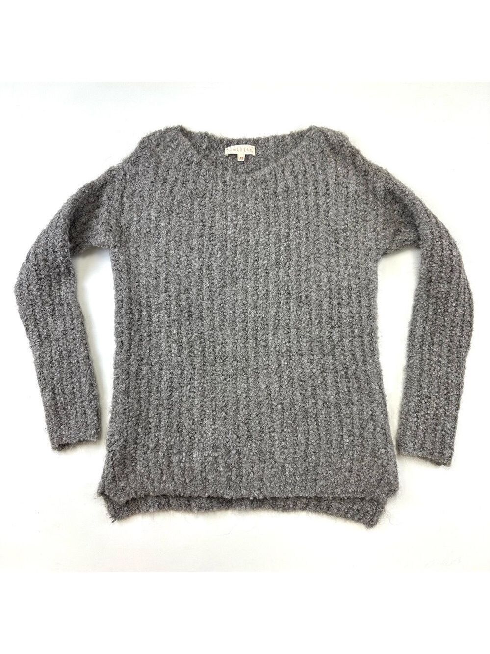 humility grey Boucle mohair blend sweater Womens Size XS ribbed soft cozy